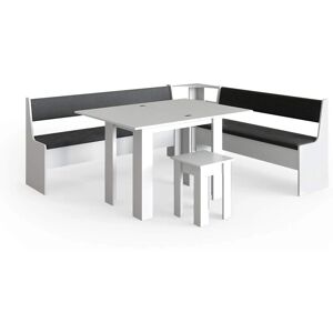 Vicco - Banco de esquina Roman 210x180 cm Blanco con taburete y mesa Vicco - Banco de esquina Roman 210x180 cm Blanco con taburete y mesa