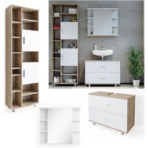 Vicco - Conjunto de muebles de baño Ilias Blanco/Sonoma - 3 piezas Vicco - Conjunto de muebles de baño Ilias Blanco/Sonoma - 3 piezas