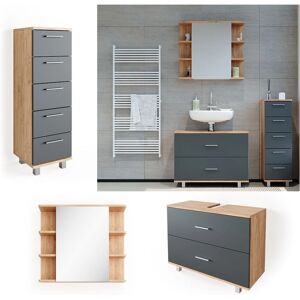 Vicco - Juego de muebles de baño Ilias Oro/Antracita - 3 piezas Vicco - Juego de muebles de baño Ilias Oro/Antracita - 3 piezas