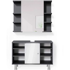 Vicco Fynn - Ensemble de Meubles de Salle de Bain Anthracite/Blanc - 2 Pièces - Publicité Vicco Fynn - Ensemble de Meubles de Salle de Bain Anthracite/Blanc - 2 Pièces - Publicité
