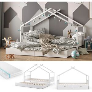 Cama infantil Vitalispa - 200x90cm, Blanca, con Colchón y Área de Juego Cama infantil Vitalispa - 200x90cm, Blanca, con Colchón y Área de Juego