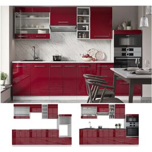 Vicco Mueble de Cocina - 280cm Burdeos Brillo Alto / Blanco - Mueble de Cocina Vicco Mueble de Cocina - 280cm Burdeos Brillo Alto / Blanco - Mueble de Cocina