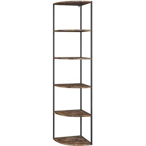 Vicco - Scaffale angolare Fyrk legno antico/nero 5 ripiani Vicco - Scaffale angolare Fyrk legno antico/nero 5 ripiani