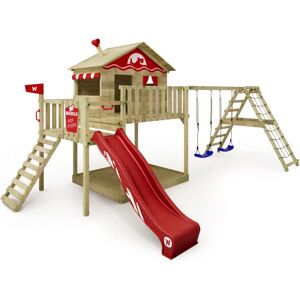 Wickey Wooden Playground Set with Swing and Slide - Playhouse for Kids - Red Wickey Wooden Playground Set with Swing and Slide - Playhouse for Kids - Red