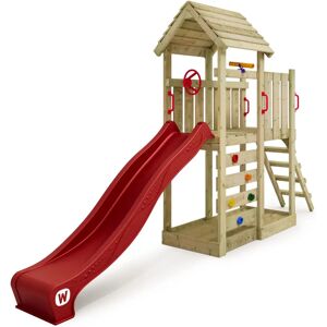 Wickey Wooden Playground JoyFlyer with Slide and Climbing Tower - Red Wickey Wooden Playground JoyFlyer with Slide and Climbing Tower - Red