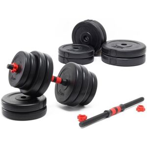 Conjunto de mancuernas Wiltec 30kg - Discos de cemento y barras con bloqueo estrella Conjunto de mancuernas Wiltec 30kg - Discos de cemento y barras con bloqueo estrella