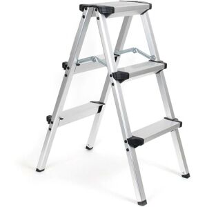 Scala pieghevole in alluminio 150kg 2x3 gradini - Argento Scala pieghevole in alluminio 150kg 2x3 gradini - Argento