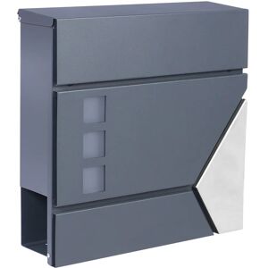 Wiltec V48 Buzón de diseño antracita y plateado - Buzón de pared Wiltec V48 Buzón de diseño antracita y plateado - Buzón de pared