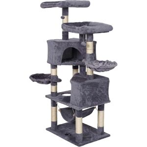 Arbre à chat gris clair - Plateformes multiples & griffoirs - Publicité Arbre à chat gris clair - Plateformes multiples & griffoirs - Publicité