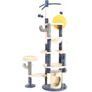 Árbol Rascador Fudajo - 172cm Gris Oscuro con Casa y Juguetes Árbol Rascador Fudajo - 172cm Gris Oscuro con Casa y Juguetes