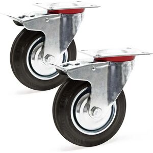Juego de 2 Ruedas de Goma Maciza con Frenos - WILTEC 200mm Juego de 2 Ruedas de Goma Maciza con Frenos - WILTEC 200mm