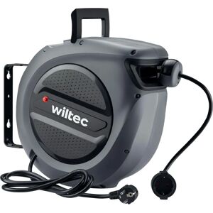 Enrouleur de câble électrique Wiltec 20 m avec coupe thermique, support pivotant 180°, IP20 - Publicité Enrouleur de câble électrique Wiltec 20 m avec coupe thermique, support pivotant 180°, IP20 - Publicité