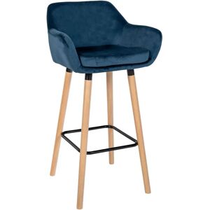 Tabouret de bar en velours bleu CLP Grant - Design ergonomique - Publicité Tabouret de bar en velours bleu CLP Grant - Design ergonomique - Publicité