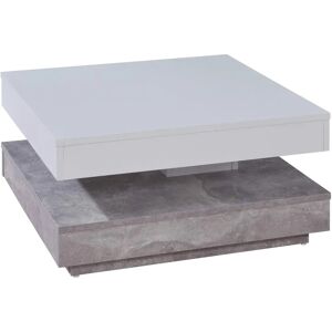 Table basse carrée tournante blanche et grise Trendteam - Table de salon - Publicité Table basse carrée tournante blanche et grise Trendteam - Table de salon - Publicité