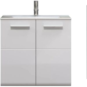 trendteam Riva Wand-Waschbeckenschrank in Weiß Hochglanz & Rauchsilber - Waschtisch trendteam Riva Wand-Waschbeckenschrank in Weiß Hochglanz & Rauchsilber - Waschtisch