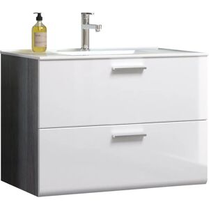 trendteam Riva Wandmontage Badezimmerunterschrank - Weiß Hochglanz, Rauchsilber trendteam Riva Wandmontage Badezimmerunterschrank - Weiß Hochglanz, Rauchsilber
