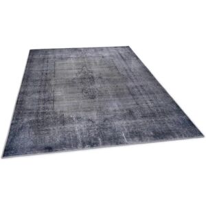 Gino Falcone Vintage-Teppich - 70x140cm, Dunkelgrau, Orientalisches Muster Gino Falcone Vintage-Teppich - 70x140cm, Dunkelgrau, Orientalisches Muster