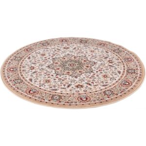 THEKO Beige Wool Round Rug - Oriental Pattern, 133cm THEKO Beige Wool Round Rug - Oriental Pattern, 133cm