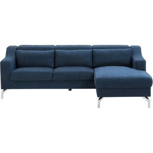 Beliani GLOSLI Navy Blue Corner Sofa with Adjustable Headrests - Corner Sofa Beliani GLOSLI Navy Blue Corner Sofa with Adjustable Headrests - Corner Sofa