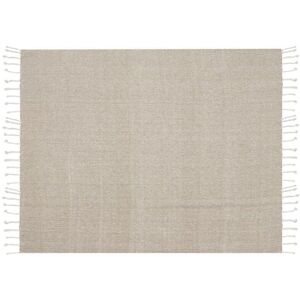Beliani Beige Cotton Blanket - Boho Coastal Style Beliani Beige Cotton Blanket - Boho Coastal Style