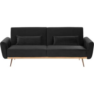 Beliani Sofa Bed Black Velvet 3 Seater - Sofa Bed Beliani Sofa Bed Black Velvet 3 Seater - Sofa Bed