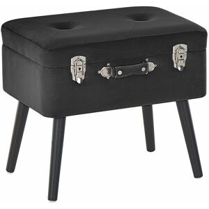 Beliani MALLARD Black Velvet Storage Stool - Storage Stool, Velvet, Black, Suitcase Design Beliani MALLARD Black Velvet Storage Stool - Storage Stool, Velvet, Black, Suitcase Design