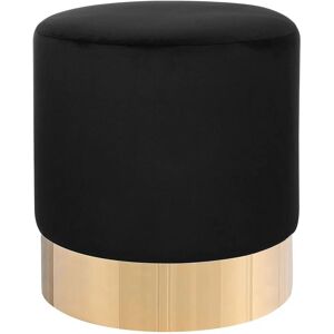 Beliani Footstool Black Velvet Round Dressing Pouffe Glam Stool - Footstool Beliani Footstool Black Velvet Round Dressing Pouffe Glam Stool - Footstool