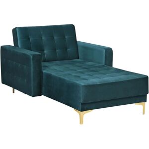 Beliani Teal Velvet Reclining Chaise Lounge - Modern Living Room Day Bed Beliani Teal Velvet Reclining Chaise Lounge - Modern Living Room Day Bed