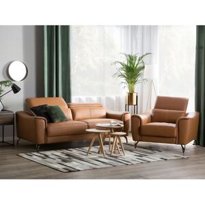 Beliani Leather 3+1 Sofa Set - Adjustable Headrest, Wide Seating, Retro Style Beliani Leather 3+1 Sofa Set - Adjustable Headrest, Wide Seating, Retro Style