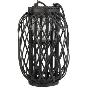 Beliani Lantern Black Willow Wood - Indoor Outdoor Candle Holder - Candle Lantern Beliani Lantern Black Willow Wood - Indoor Outdoor Candle Holder - Candle Lantern