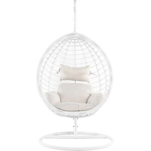 Beliani FANO White Hanging Chair with Stand - Modern Boho Decor Beliani FANO White Hanging Chair with Stand - Modern Boho Decor
