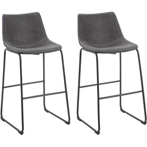 Beliani Set of 2 Grey Fabric Bar Chairs - Bar Chairs Beliani Set of 2 Grey Fabric Bar Chairs - Bar Chairs