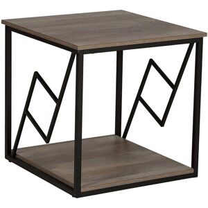 Beliani Side Table Dark Wood Black Frame - Square Modern Industrial - 56x56cm Beliani Side Table Dark Wood Black Frame - Square Modern Industrial - 56x56cm