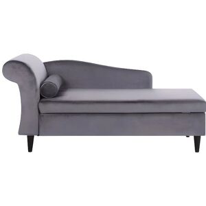 Beliani Left Hand Velvet Chaise Lounge Dark Grey - Chaise Lounge Beliani Left Hand Velvet Chaise Lounge Dark Grey - Chaise Lounge