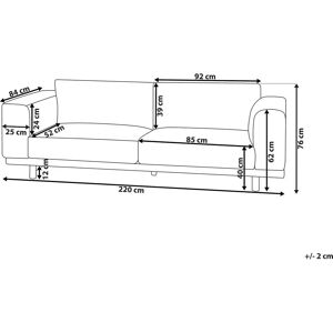 Beliani Sofa Yellow 3-Seater Modern Retro Style Living Room Wide Armrests - Sofa Beliani Sofa Yellow 3-Seater Modern Retro Style Living Room Wide Armrests - Sofa