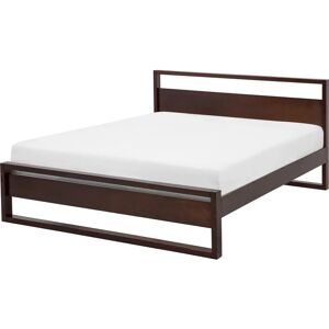 Beliani Double Bed Dark Brown - Bed Beliani Double Bed Dark Brown - Bed