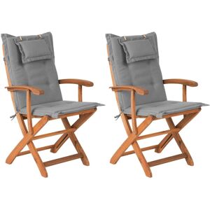 Beliani Maui Grey Foldable Acacia Garden Chairs - Garden Chairs Beliani Maui Grey Foldable Acacia Garden Chairs - Garden Chairs
