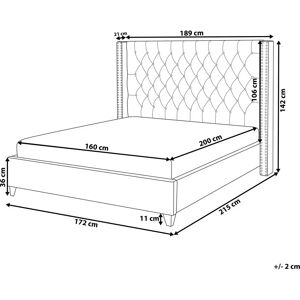 Beliani King Size Velvet Bed Beige Tufted Glam - Bed Frame Beliani King Size Velvet Bed Beige Tufted Glam - Bed Frame