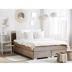 Beliani EU King Divan Bed Beige Velvet Upholstered - Divan Bed Beliani EU King Divan Bed Beige Velvet Upholstered - Divan Bed