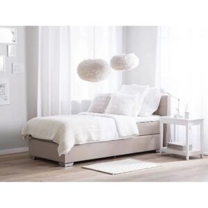 Beliani EU Single Size Bed Beige Fabric - Bed Beliani EU Single Size Bed Beige Fabric - Bed