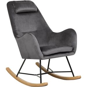 Beliani Rocking Chair Dark Grey Velvet - Modern Material Beliani Rocking Chair Dark Grey Velvet - Modern Material