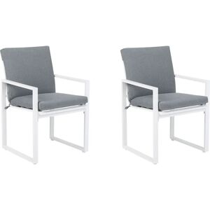 Beliani Garden Chairs Set of 2 Aluminium Grey - Outdoor Dining Furniture Beliani Garden Chairs Set of 2 Aluminium Grey - Outdoor Dining Furniture