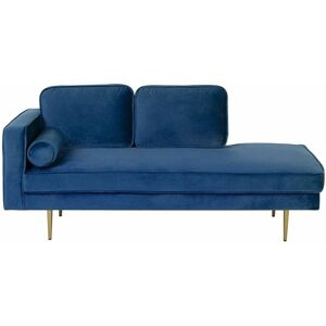 Beliani Left Hand Navy Blue Velvet Chaise Lounge - Chaise Lounge Beliani Left Hand Navy Blue Velvet Chaise Lounge - Chaise Lounge