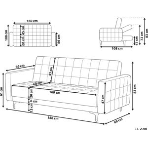 Beliani Sofa Bed Beige Velvet Tufted Fabric Modern Living Room Modular 3 Seater - Sofa Bed Beliani Sofa Bed Beige Velvet Tufted Fabric Modern Living Room Modular 3 Seater - Sofa Bed