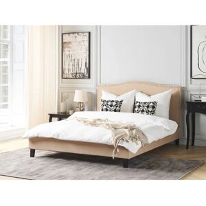 Cama Beliani Tapizada en Poliéster Beige 5ft3 Tamaño Rey Tradicional - Cama Cama Beliani Tapizada en Poliéster Beige 5ft3 Tamaño Rey Tradicional - Cama