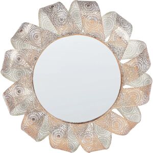Beliani Wall Hanging Mirror White with Copper - 54 cm Round Spiral Frame Decor Beliani Wall Hanging Mirror White with Copper - 54 cm Round Spiral Frame Decor