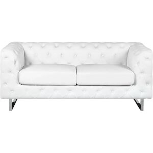 Beliani White Faux Leather Chesterfield 2-Seater Sofa - Sofa Beliani White Faux Leather Chesterfield 2-Seater Sofa - Sofa