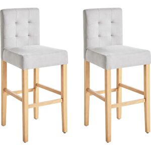 Beliani Set of 2 Grey Upholstered Bar Chairs - Bar Chairs Beliani Set of 2 Grey Upholstered Bar Chairs - Bar Chairs