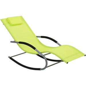 Beliani Rocking Sun Lounger Lime Green Steel Runners - Sun Lounger Beliani Rocking Sun Lounger Lime Green Steel Runners - Sun Lounger