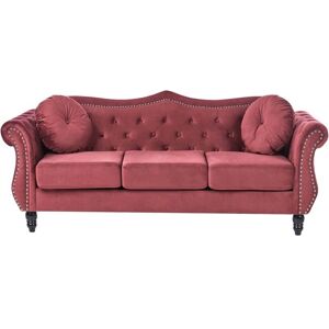 Beliani 3 Seater Velvet Sofa Burgundy - Sofa Beliani 3 Seater Velvet Sofa Burgundy - Sofa